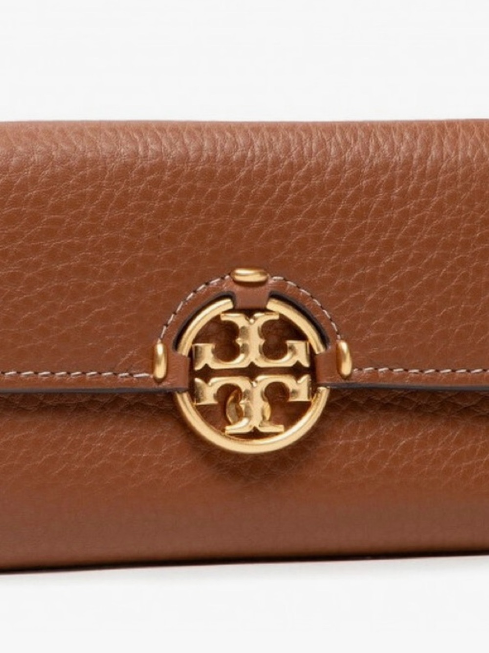 Tory Burch Caramel Leather Wallet with Gold Logo